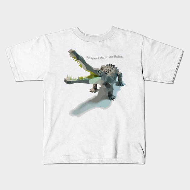 Respect the River Rules, Crocodile Kids T-Shirt by pmArtology